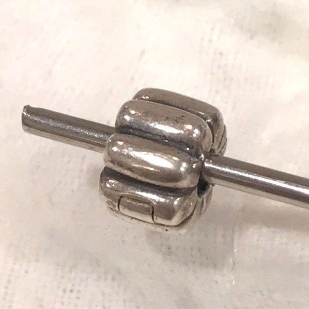 Pandora Ribbed Clip Charm Sterling Silver OS
